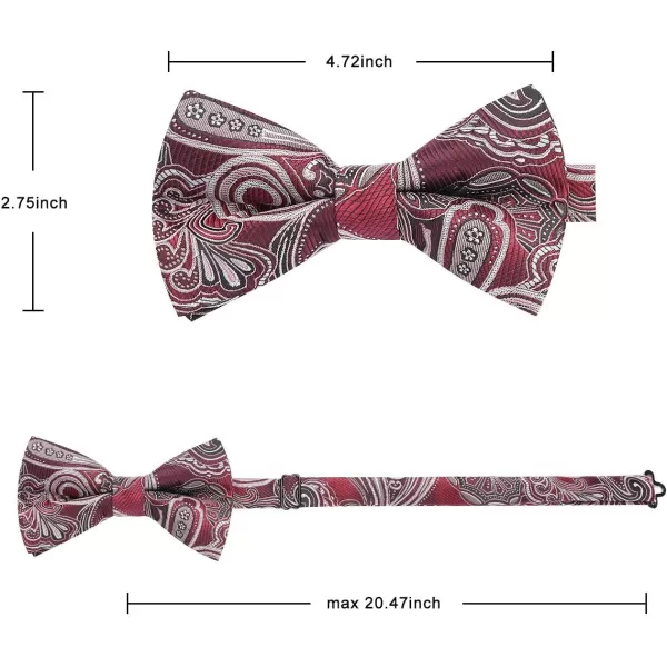HISDERN Bow Ties for Men Pre-tied Paisley Bow Ties Pocket Square Set Men's Bowtie Wedding Party