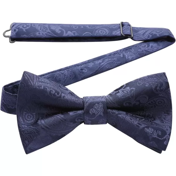 HISDERN Bow Ties for Men Pre-tied Paisley Bow Ties Pocket Square Set Men's Bowtie Wedding Party