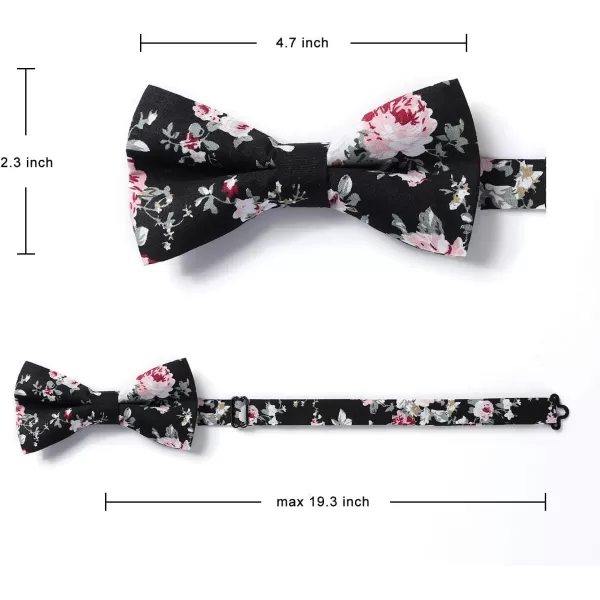 HISDERN Bow Ties for Men Pre-tied Paisley Bow Ties Pocket Square Set Men's Bowtie Wedding Party