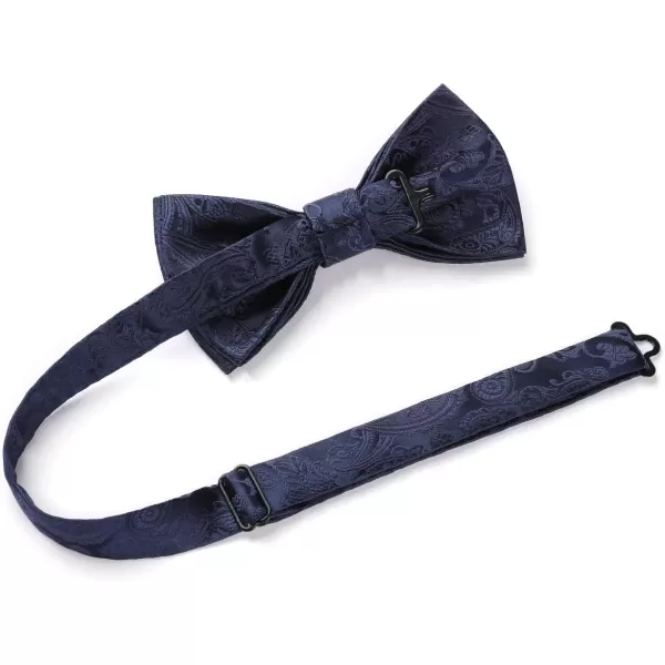 HISDERN Bow Ties for Men Pre-tied Paisley Bow Ties Pocket Square Set Men's Bowtie Wedding Party