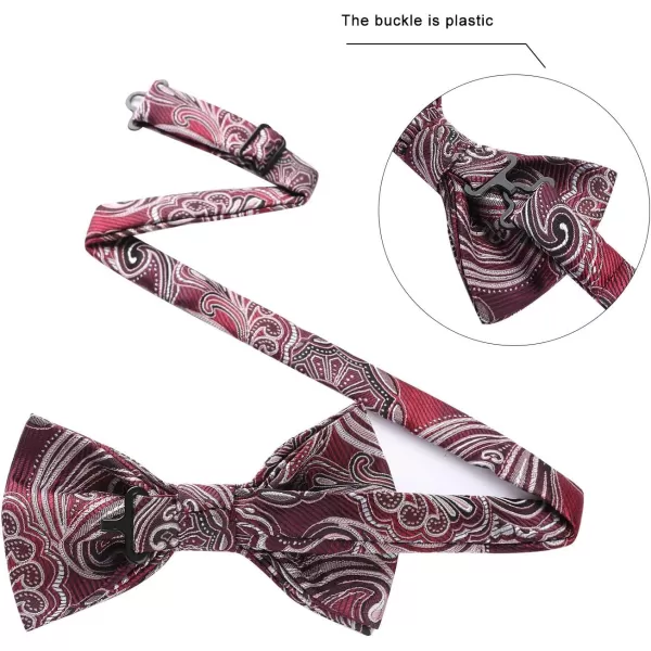 HISDERN Bow Ties for Men Pre-tied Paisley Bow Ties Pocket Square Set Men's Bowtie Wedding Party