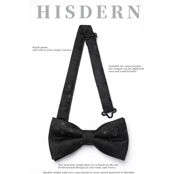 HISDERN Bow Ties for Men Pre-tied Paisley Bow Ties Pocket Square Set Men's Bowtie Wedding Party
