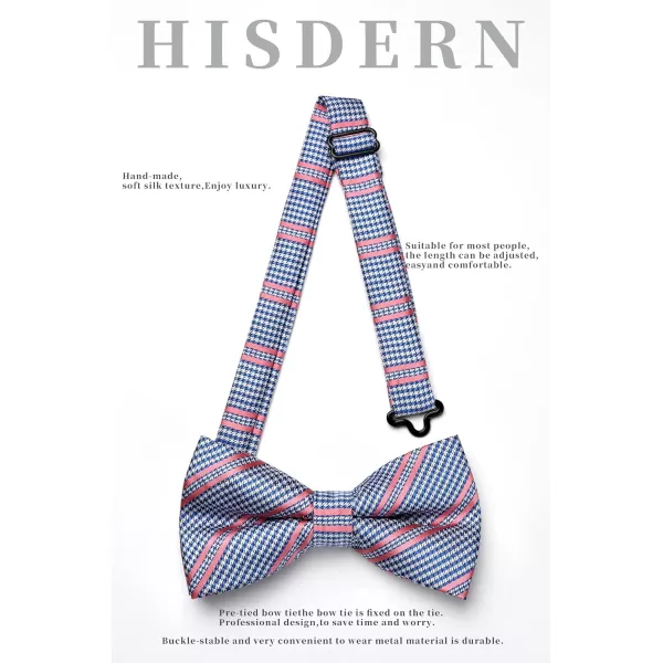 HISDERN Bow Ties for Men Pre-tied Paisley Bow Ties Pocket Square Set Men's Bowtie Wedding Party