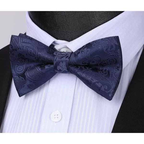 HISDERN Bow Ties for Men Pre-tied Paisley Bow Ties Pocket Square Set Men's Bowtie Wedding Party