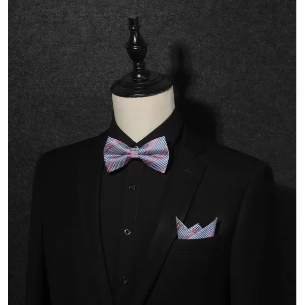 HISDERN Bow Ties for Men Pre-tied Paisley Bow Ties Pocket Square Set Men's Bowtie Wedding Party