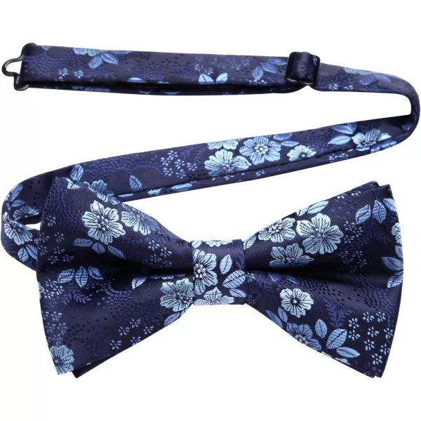 HISDERN Bow Ties for Men Pre-tied Paisley Bow Ties Pocket Square Set Men's Bowtie Wedding Party