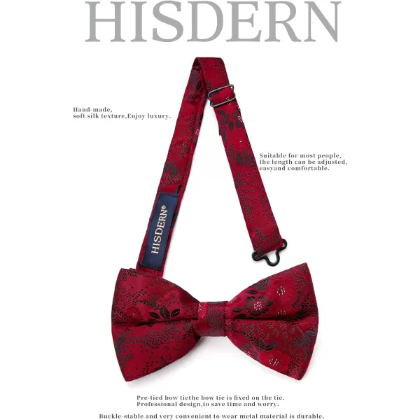 HISDERN Bow Ties for Men Pretied Bowties Classic Formal Business Bow Tie Adjustable Tuxedo Bowtie for Wedding Party