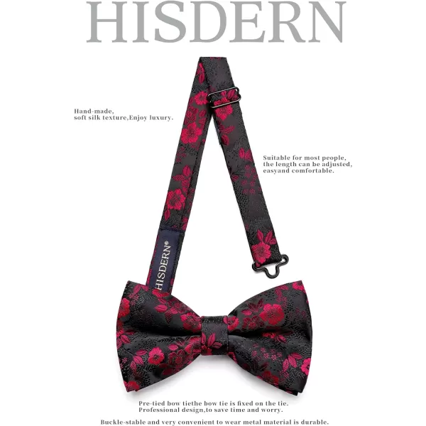 HISDERN Bow Ties for Men Pretied Bowties Classic Formal Business Bow Tie Adjustable Tuxedo Bowtie for Wedding Party