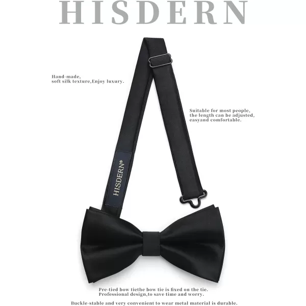 HISDERN Bow Ties for Men Pretied Bowties Classic Formal Business Bow Tie Adjustable Tuxedo Bowtie for Wedding Party