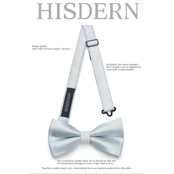 HISDERN Bow Ties for Men Pretied Bowties Classic Formal Business Bow Tie Adjustable Tuxedo Bowtie for Wedding Party