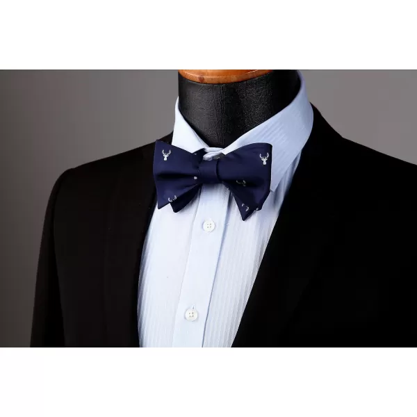 HISDERN Bow Ties for Men Self Tie Animal Bowties Pocket Square Woven Silk Fun Bowtie Handkerchief Set for Wedding Party