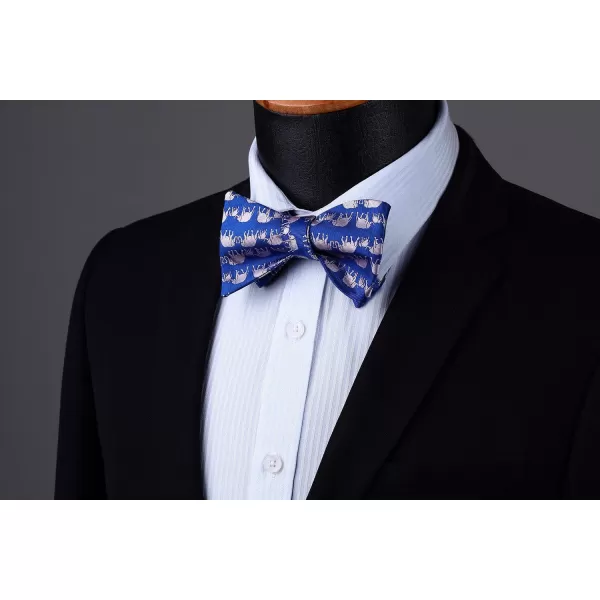 HISDERN Bow Ties for Men Self Tie Animal Bowties Pocket Square Woven Silk Fun Bowtie Handkerchief Set for Wedding Party