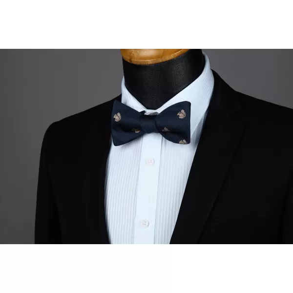 HISDERN Bow Ties for Men Self Tie Animal Bowties Pocket Square Woven Silk Fun Bowtie Handkerchief Set for Wedding Party