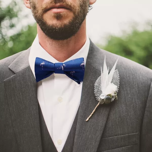 HISDERN Bow Ties for Men Self Tie Animal Bowties Pocket Square Woven Silk Fun Bowtie Handkerchief Set for Wedding Party