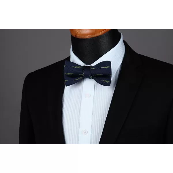 HISDERN Bow Ties for Men Self Tie Animal Bowties Pocket Square Woven Silk Fun Bowtie Handkerchief Set for Wedding Party