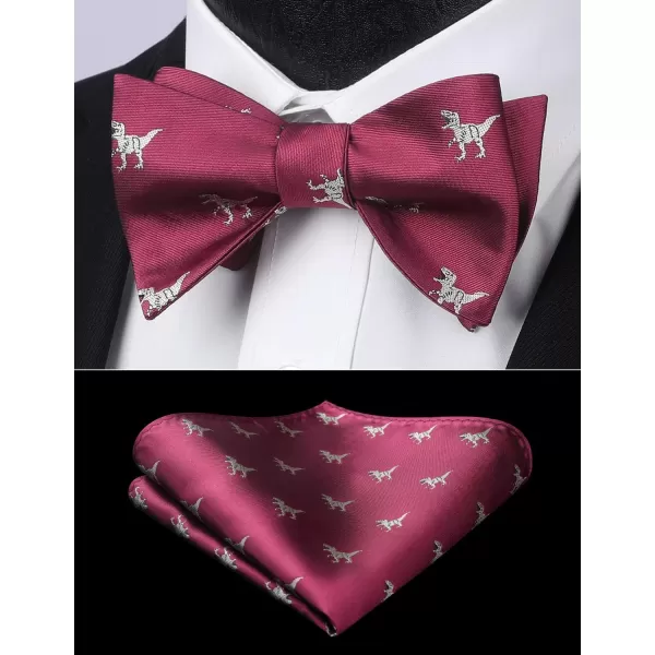 HISDERN Bow Ties for Men Self Tie Animal Bowties Pocket Square Woven Silk Fun Bowtie Handkerchief Set for Wedding Party