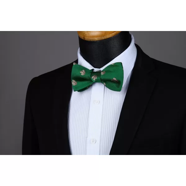 HISDERN Bow Ties for Men Self Tie Animal Bowties Pocket Square Woven Silk Fun Bowtie Handkerchief Set for Wedding Party