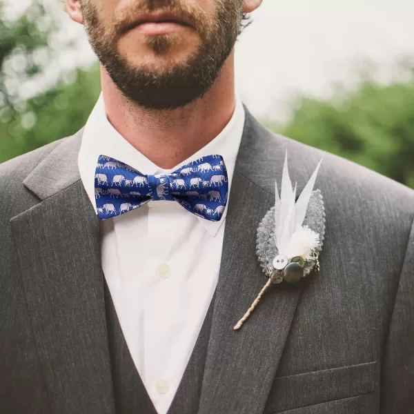 HISDERN Bow Ties for Men Self Tie Animal Bowties Pocket Square Woven Silk Fun Bowtie Handkerchief Set for Wedding Party