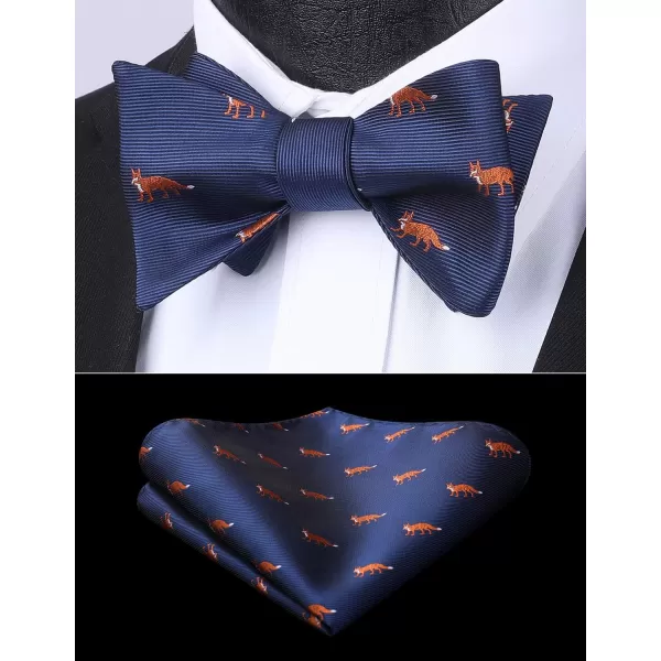 HISDERN Bow Ties for Men Self Tie Animal Bowties Pocket Square Woven Silk Fun Bowtie Handkerchief Set for Wedding Party