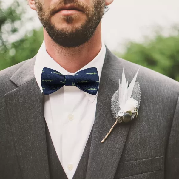 HISDERN Bow Ties for Men Self Tie Animal Bowties Pocket Square Woven Silk Fun Bowtie Handkerchief Set for Wedding Party