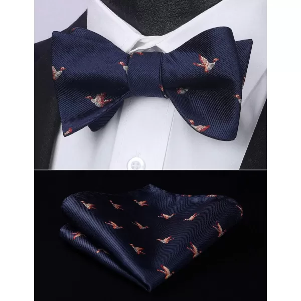 HISDERN Bow Ties for Men Self Tie Animal Bowties Pocket Square Woven Silk Fun Bowtie Handkerchief Set for Wedding Party