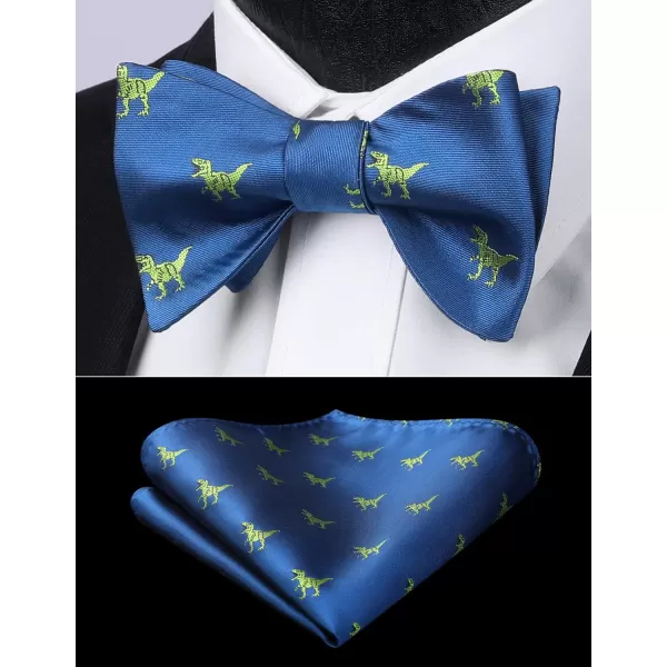 HISDERN Bow Ties for Men Self Tie Animal Bowties Pocket Square Woven Silk Fun Bowtie Handkerchief Set for Wedding Party