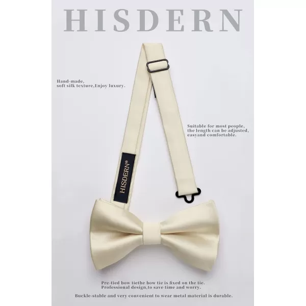 HISDERN Bow Ties for Men Solid Color Pre-Tie Bow Tie and Pocket Square Set Classic Formal Tuxedo Bowties for Wedding Party