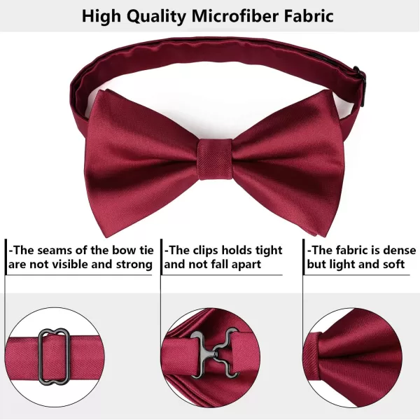 HISDERN Bow Ties for Men Solid Color Pre-Tie Bow Tie and Pocket Square Set Classic Formal Tuxedo Bowties for Wedding Party