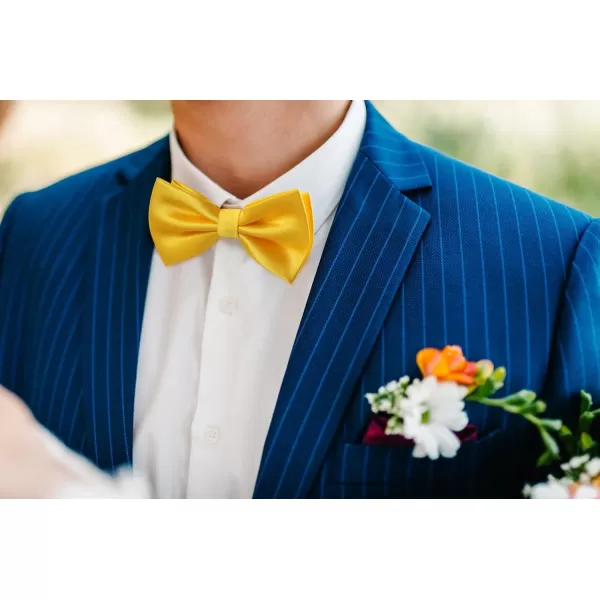 HISDERN Bow Ties for Men Solid Color Pre-Tie Bow Tie and Pocket Square Set Classic Formal Tuxedo Bowties for Wedding Party