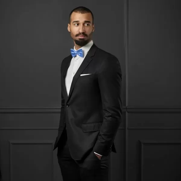 HISDERN Bow Ties for Men Solid Color Pre-Tie Bow Tie and Pocket Square Set Classic Formal Tuxedo Bowties for Wedding Party