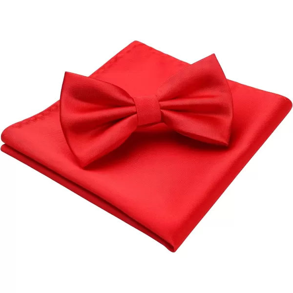 HISDERN Bow Ties for Men Solid Color Pre-Tie Bow Tie and Pocket Square Set Classic Formal Tuxedo Bowties for Wedding Party
