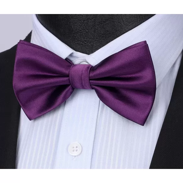 HISDERN Bow Ties for Men Solid Color Pre-Tie Bow Tie and Pocket Square Set Classic Formal Tuxedo Bowties for Wedding Party
