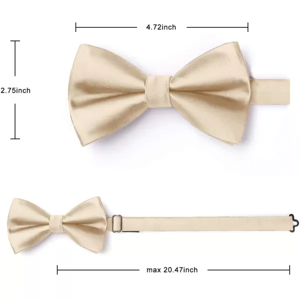HISDERN Bow Ties for Men Solid Color Pre-Tie Bow Tie and Pocket Square Set Classic Formal Tuxedo Bowties for Wedding Party