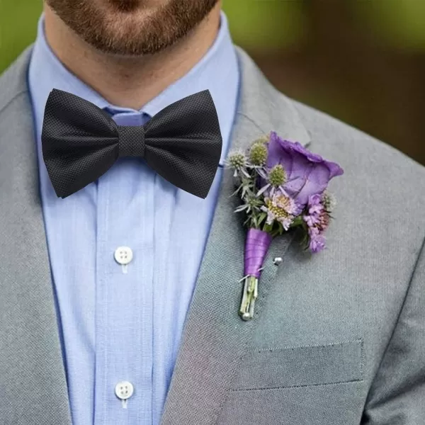 HISDERN Bow Ties for Men Solid Color Pre-Tie Bow Tie and Pocket Square Set Classic Formal Tuxedo Bowties for Wedding Party