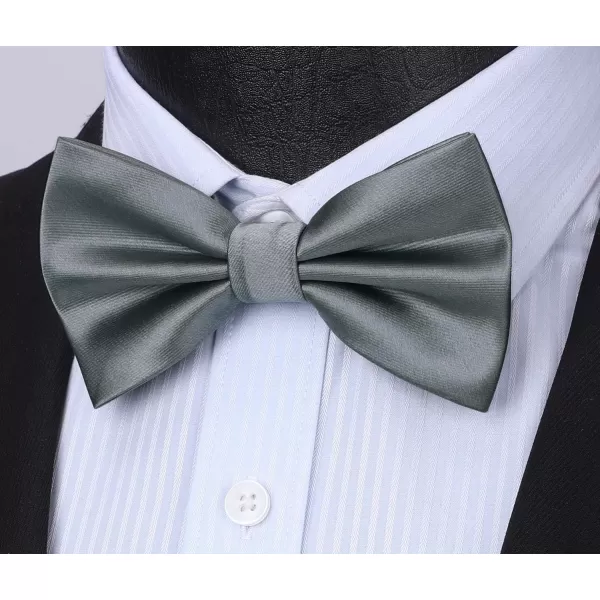 HISDERN Bow Ties for Men Solid Color Pre-Tie Bow Tie and Pocket Square Set Classic Formal Tuxedo Bowties for Wedding Party