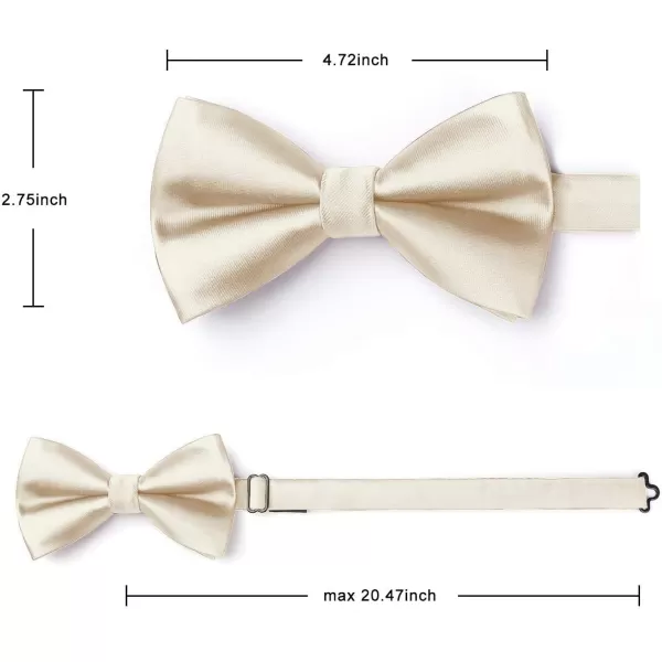 HISDERN Bow Ties for Men Solid Color Pre-Tie Bow Tie and Pocket Square Set Classic Formal Tuxedo Bowties for Wedding Party