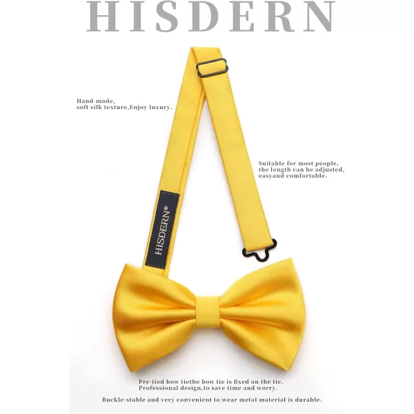 HISDERN Bow Ties for Men Solid Color Pre-Tie Bow Tie and Pocket Square Set Classic Formal Tuxedo Bowties for Wedding Party