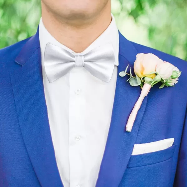 HISDERN Bow Ties for Men Solid Color Pre-Tie Bow Tie and Pocket Square Set Classic Formal Tuxedo Bowties for Wedding Party