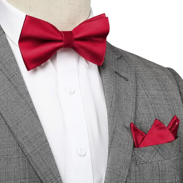 HISDERN Bow Ties for Men Solid Color Pre-Tie Bow Tie and Pocket Square Set Classic Formal Tuxedo Bowties for Wedding Party