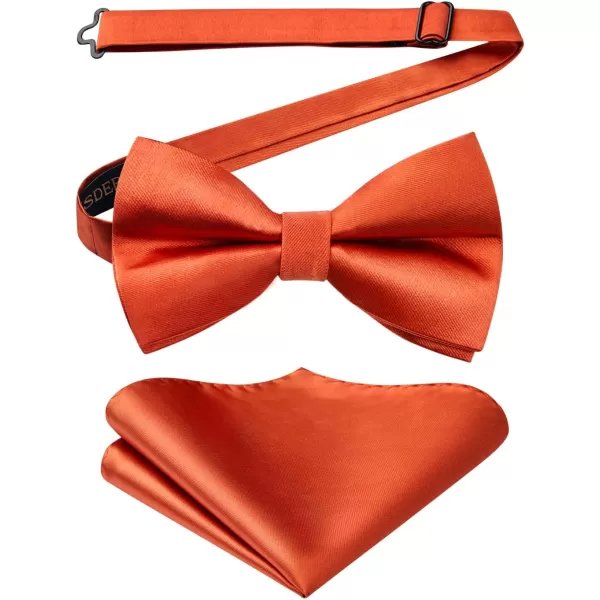 HISDERN Bow Ties for Men Solid Color Pre-Tie Bow Tie and Pocket Square Set Classic Formal Tuxedo Bowties for Wedding Party