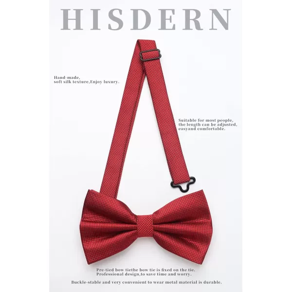HISDERN Bow Ties for Men Solid Color Pre-Tie Bow Tie and Pocket Square Set Classic Formal Tuxedo Bowties for Wedding Party