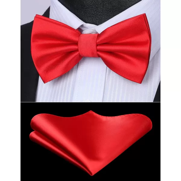 HISDERN Bow Ties for Men Solid Color Pre-Tie Bow Tie and Pocket Square Set Classic Formal Tuxedo Bowties for Wedding Party