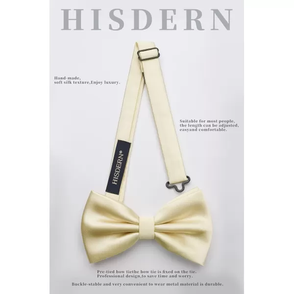 HISDERN Bow Ties for Men Solid Color Pre-Tie Bow Tie and Pocket Square Set Classic Formal Tuxedo Bowties for Wedding Party