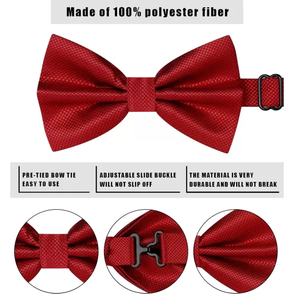 HISDERN Bow Ties for Men Solid Color Pre-Tie Bow Tie and Pocket Square Set Classic Formal Tuxedo Bowties for Wedding Party