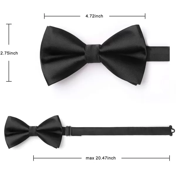 HISDERN Bow Ties for Men Solid Color Pre-Tie Bow Tie and Pocket Square Set Classic Formal Tuxedo Bowties for Wedding Party