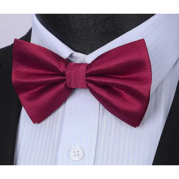 HISDERN Bow Ties for Men Solid Color Pre-Tie Bow Tie and Pocket Square Set Classic Formal Tuxedo Bowties for Wedding Party