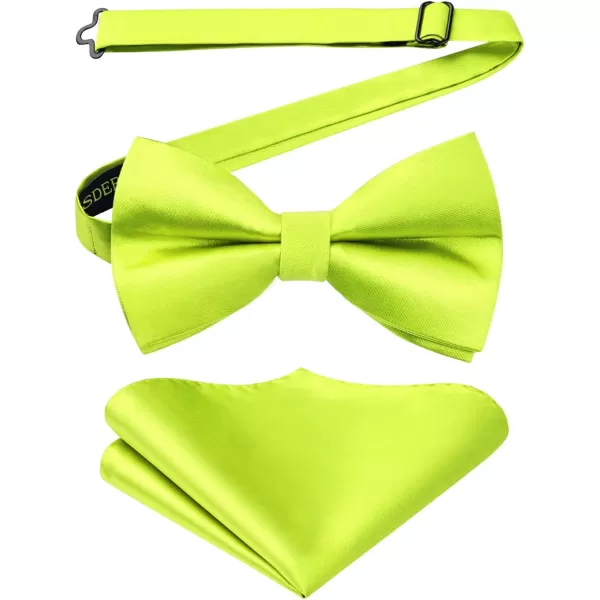 HISDERN Bow Ties for Men Solid Color Pre-Tie Bow Tie and Pocket Square Set Classic Formal Tuxedo Bowties for Wedding Party