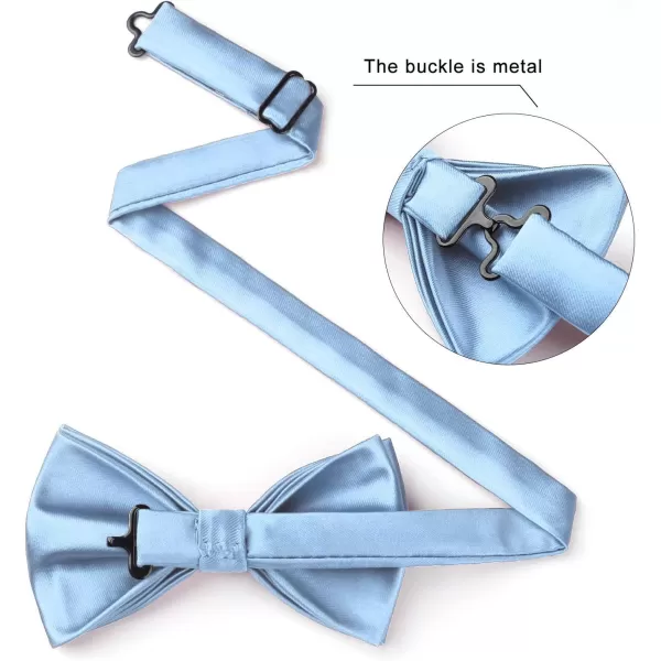 HISDERN Bow Ties for Men Solid Color Pre-Tie Bow Tie and Pocket Square Set Classic Formal Tuxedo Bowties for Wedding Party