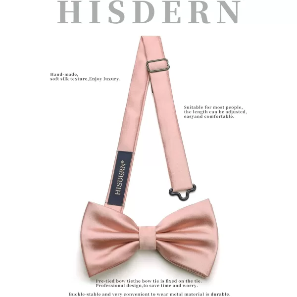 HISDERN Bow Ties for Men Solid Color Pre-Tie Bow Tie and Pocket Square Set Classic Formal Tuxedo Bowties for Wedding Party