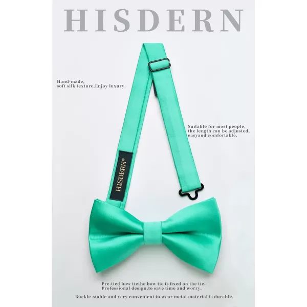 HISDERN Bow Ties for Men Solid Color Pre-Tie Bow Tie and Pocket Square Set Classic Formal Tuxedo Bowties for Wedding Party